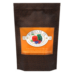 Fromm Four-Star Chicken A La Veg dog food bag with premium kibble for all life stages.