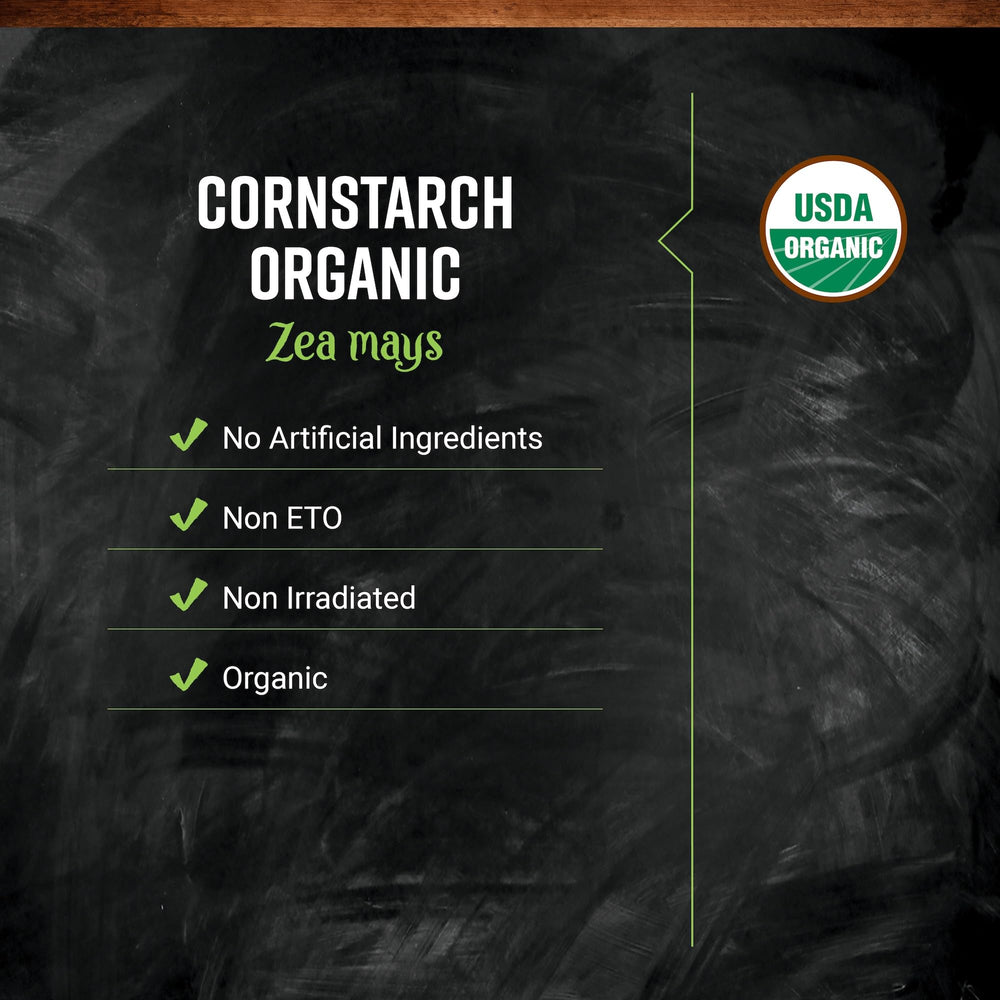 Frontier Co-op Cornstarch 1 lb bag open for quick kitchen thickening.
