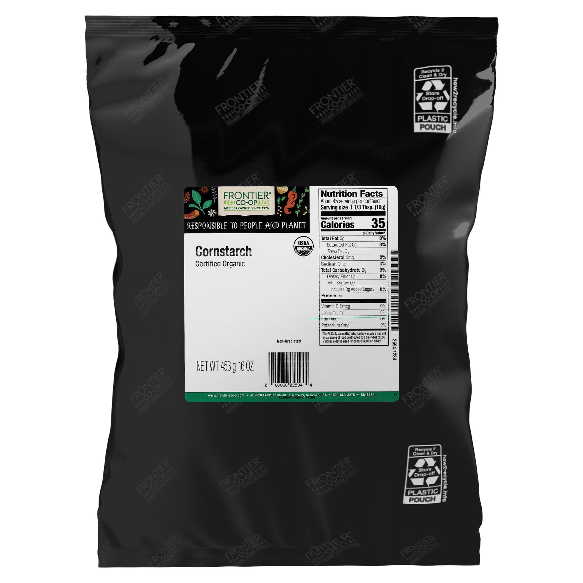 Frontier Co-op Cornstarch 1 lb pack for pantry thickening and everyday use.