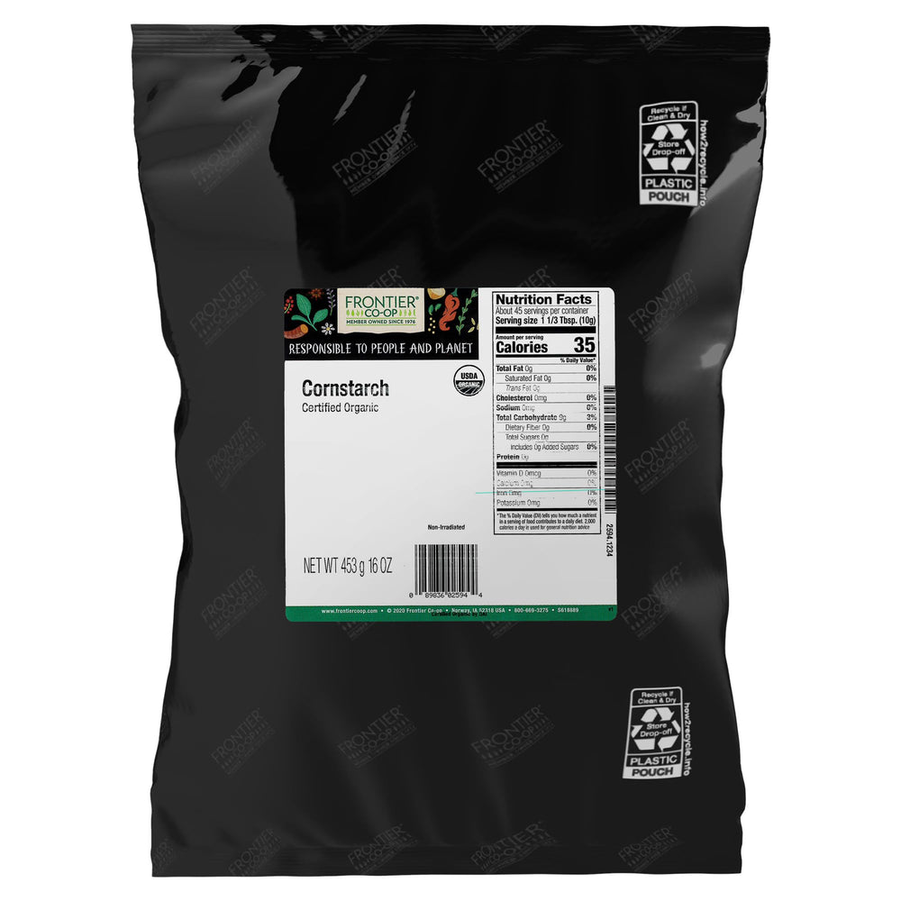 Frontier Co-op Cornstarch 1 lb pack for pantry thickening and everyday use.