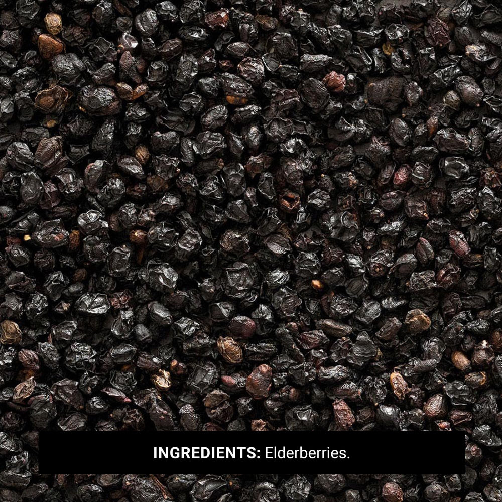 Frontier Co-op dried elderberries for syrups and jams, rich flavor and color.