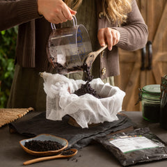 Frontier Co-op elderberries for tea infusion, aromatic and tart, ideal for hot brews.