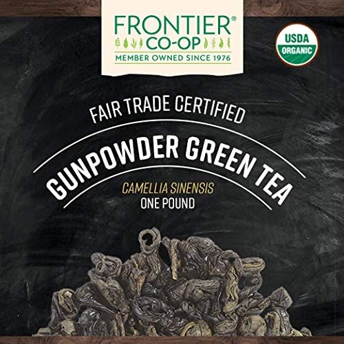 Bulk Frontier Co-op Gunpowder Green Tea packaging to save money and reduce waste.