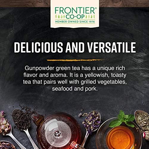 Hot or iced Frontier Co-op Gunpowder Green Tea for versatile enjoyment.