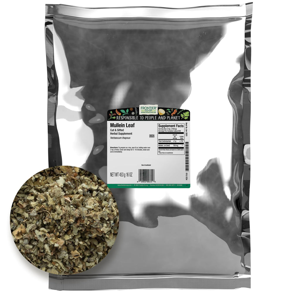 Frontier Co-op mullein leaf cut and sifted for soothing tea and skin care