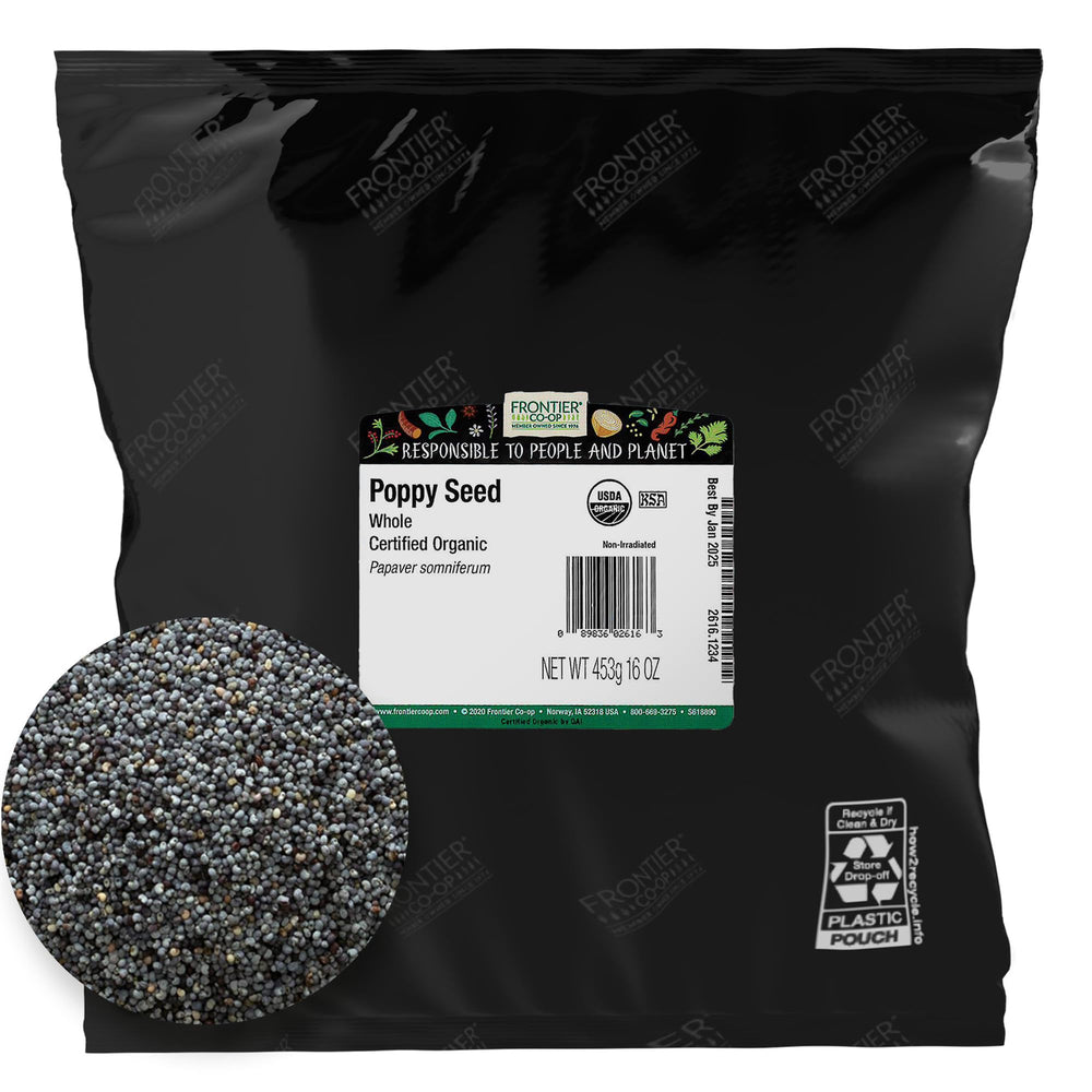 Frontier Co-op Organic Poppy Seeds bottle for baking and dressings