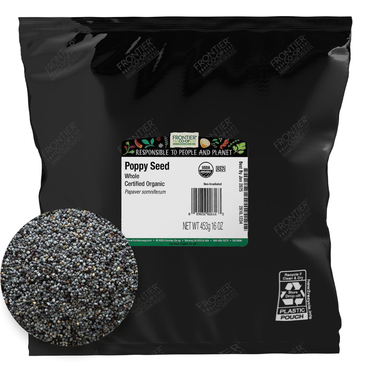 Frontier Co-op Organic Poppy Seeds bottle for baking and dressings