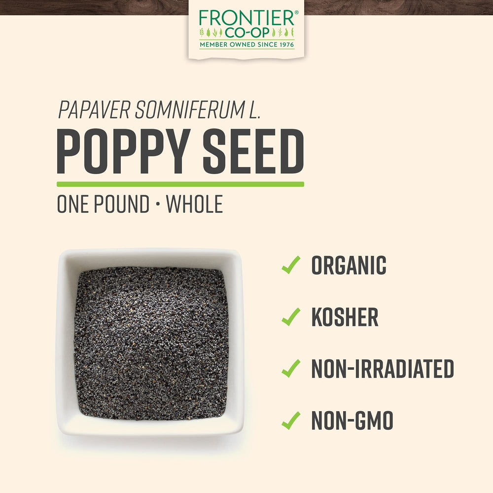 Frontier Co-op Organic Poppy Seeds pack for versatile culinary use