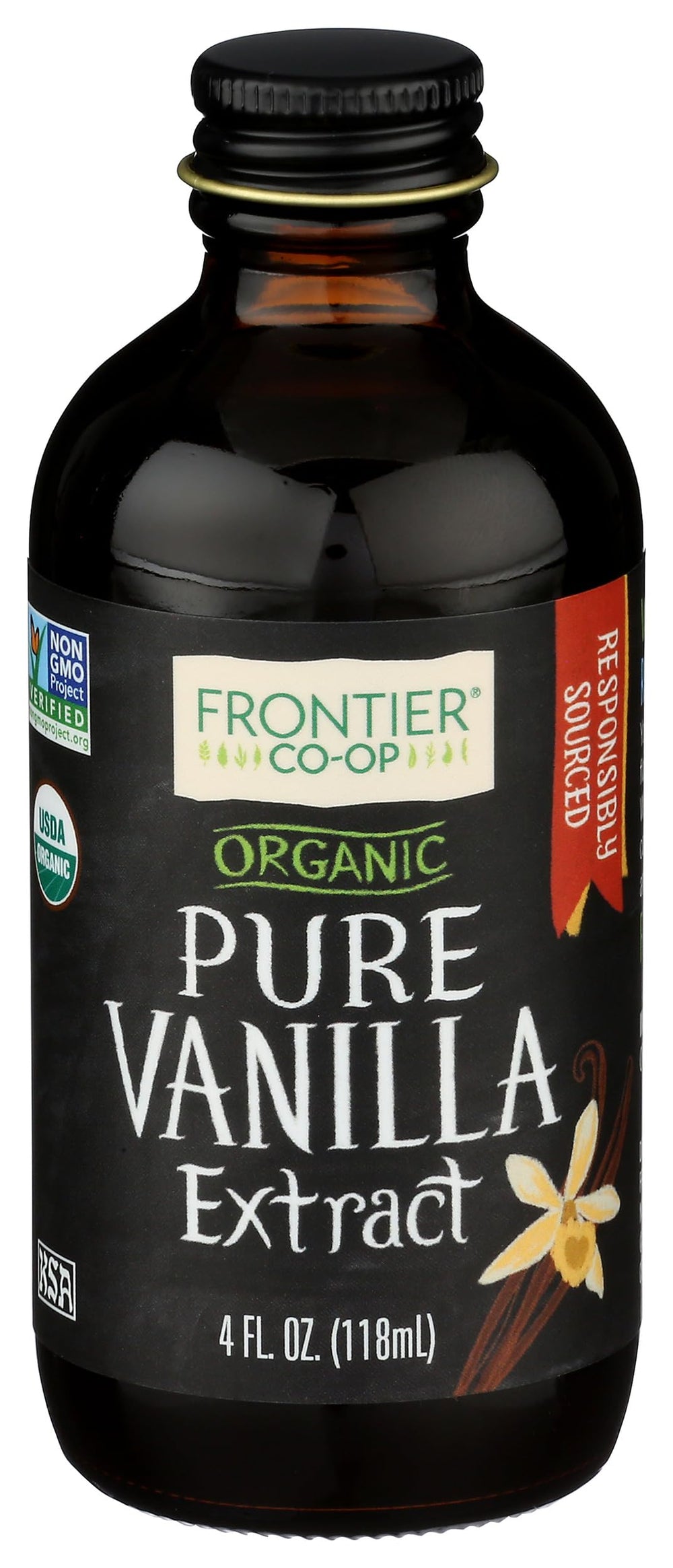 Frontier Co-op vanilla extract bottle, rich aroma ready for desserts