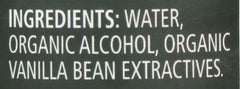 Label detail on Frontier Co-op vanilla extract showing organic ingredients.