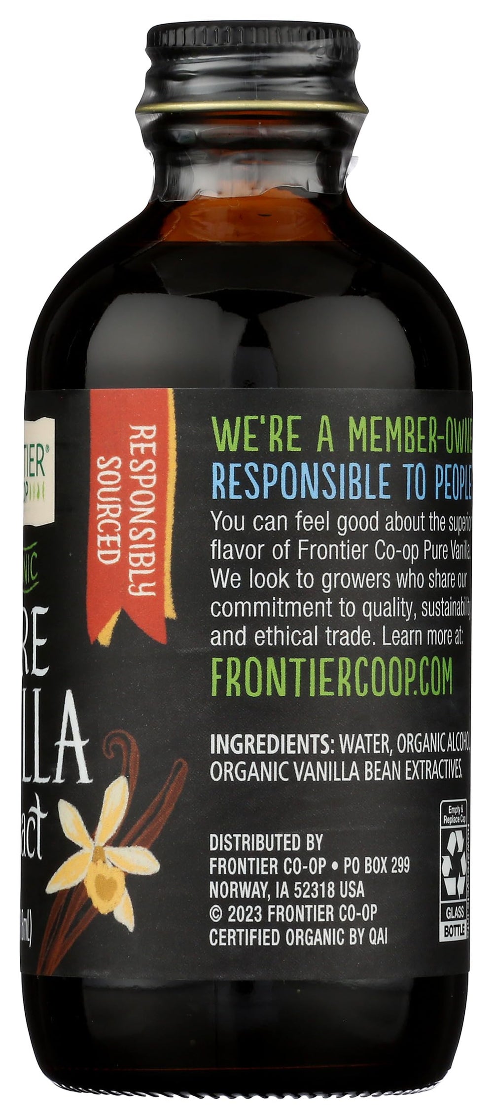 Frontier Co-op vanilla extract in a saucepan, versatile in sweet and savory