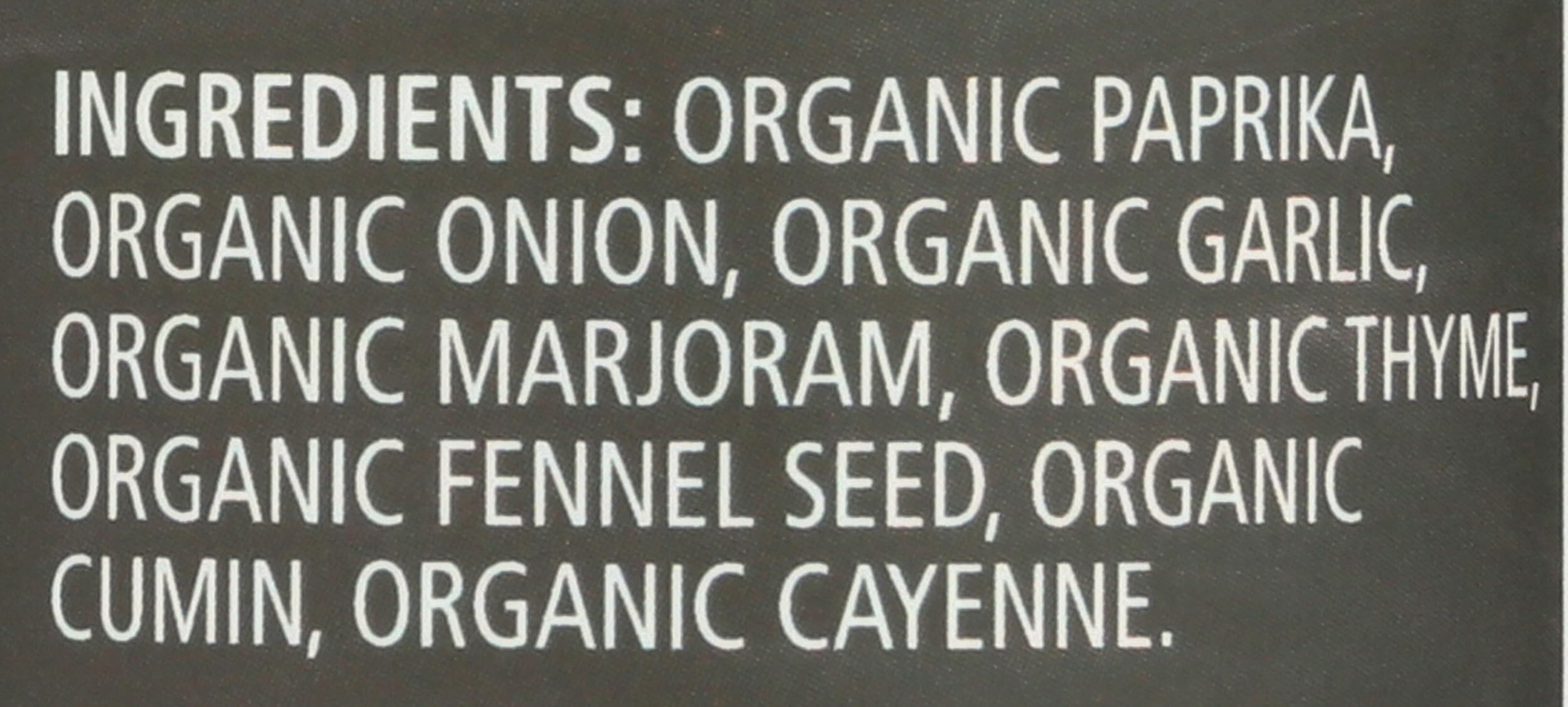 Frontier Co-op Cajun seasoning packaging back with kosher and ethical notes