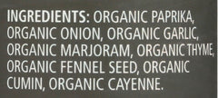 Frontier Co-op Cajun seasoning packaging back with kosher and ethical notes