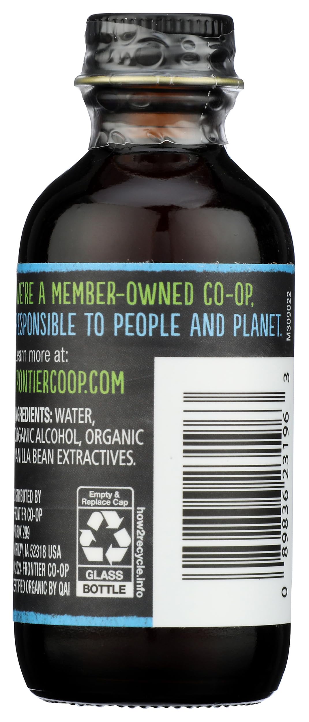 Frontier Organic Indonesian Vanilla Extract pour action showing smooth stream for recipes.