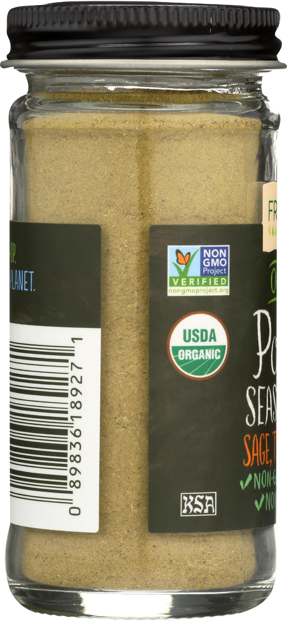 Pouring Frontier Organic Poultry Seasoning into a roasting dish.