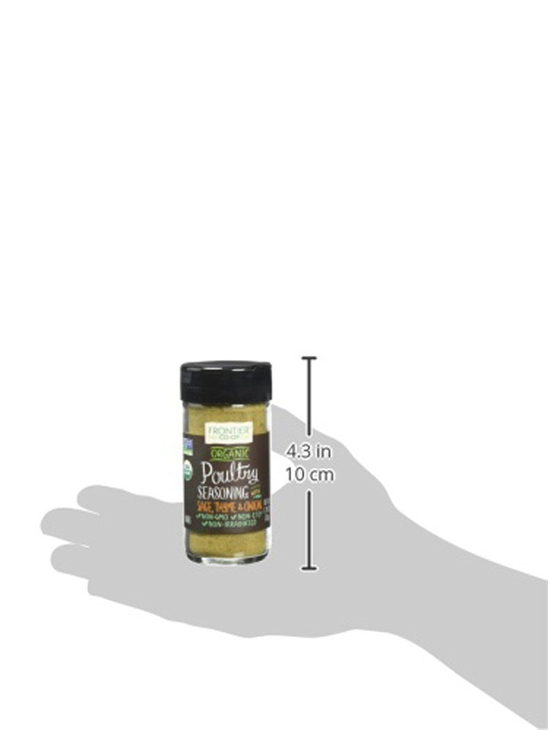Frontier Organic Poultry Seasoning tin front view with lid.