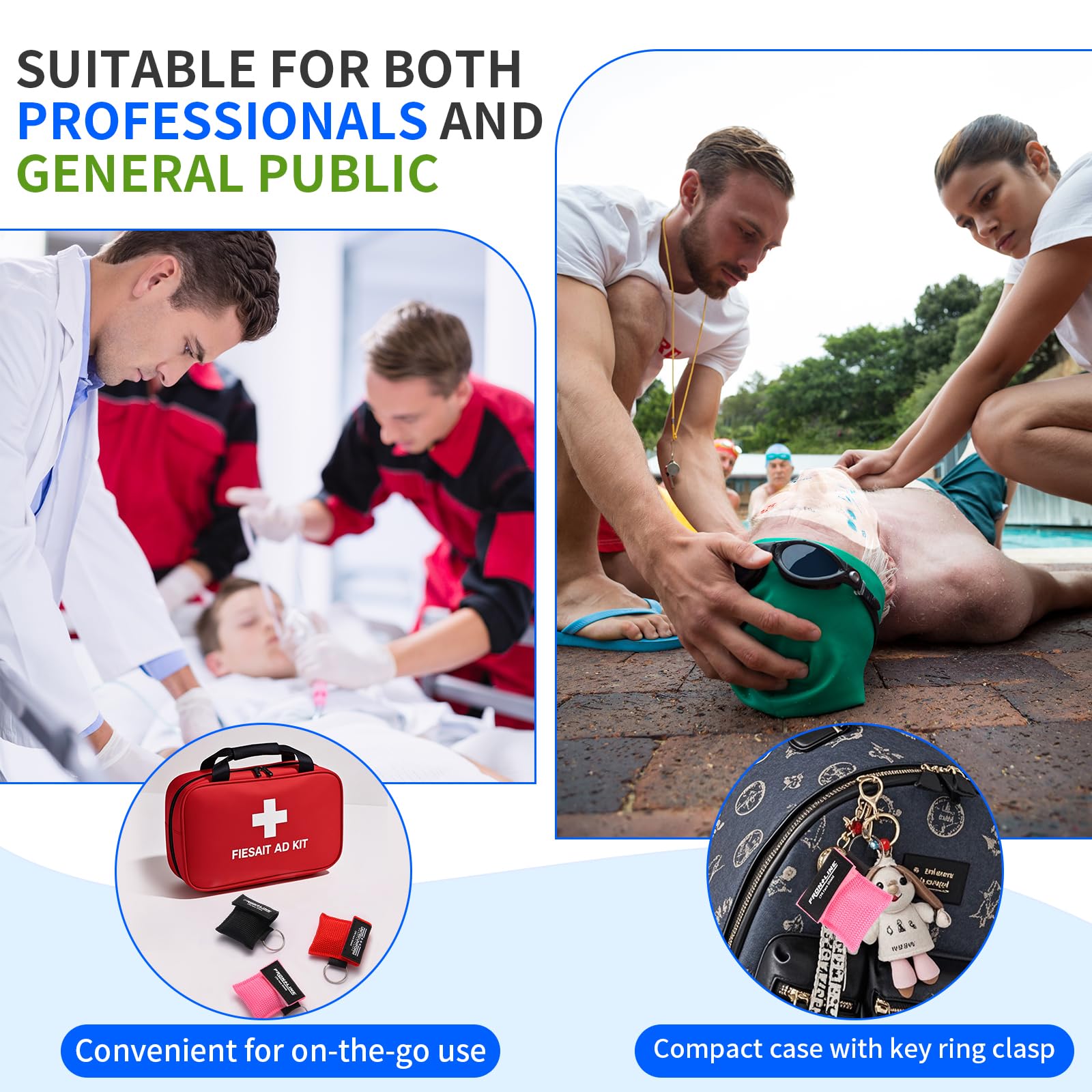 Frontline CPR shield keyring pouch keeps masks clean and accessible in bags.