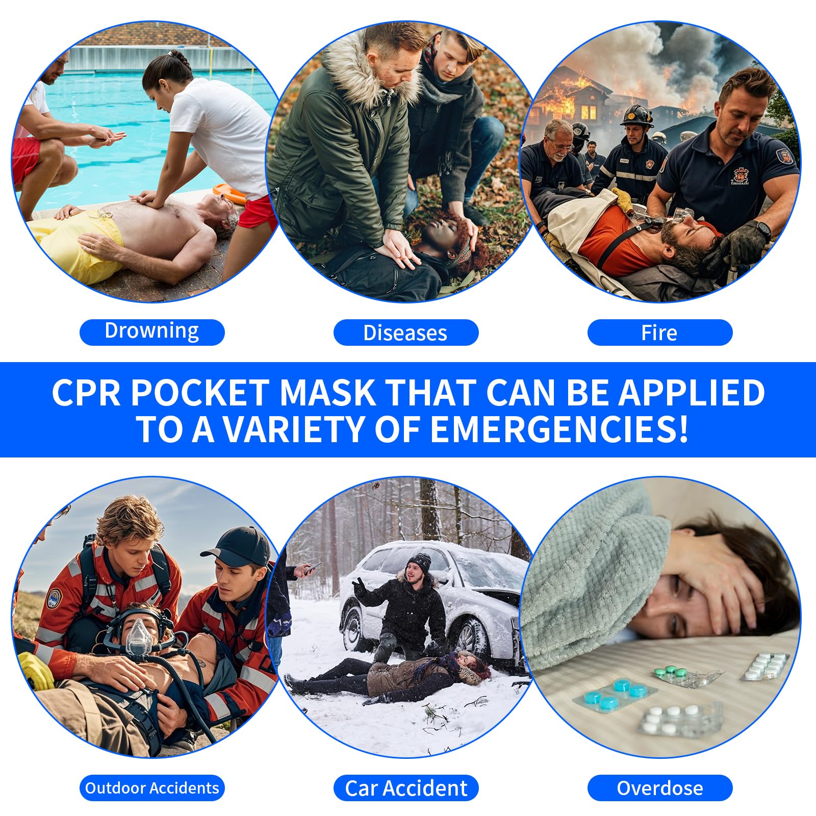 Frontline CPR mask for training and real emergencies improves positioning with a transparent shield.