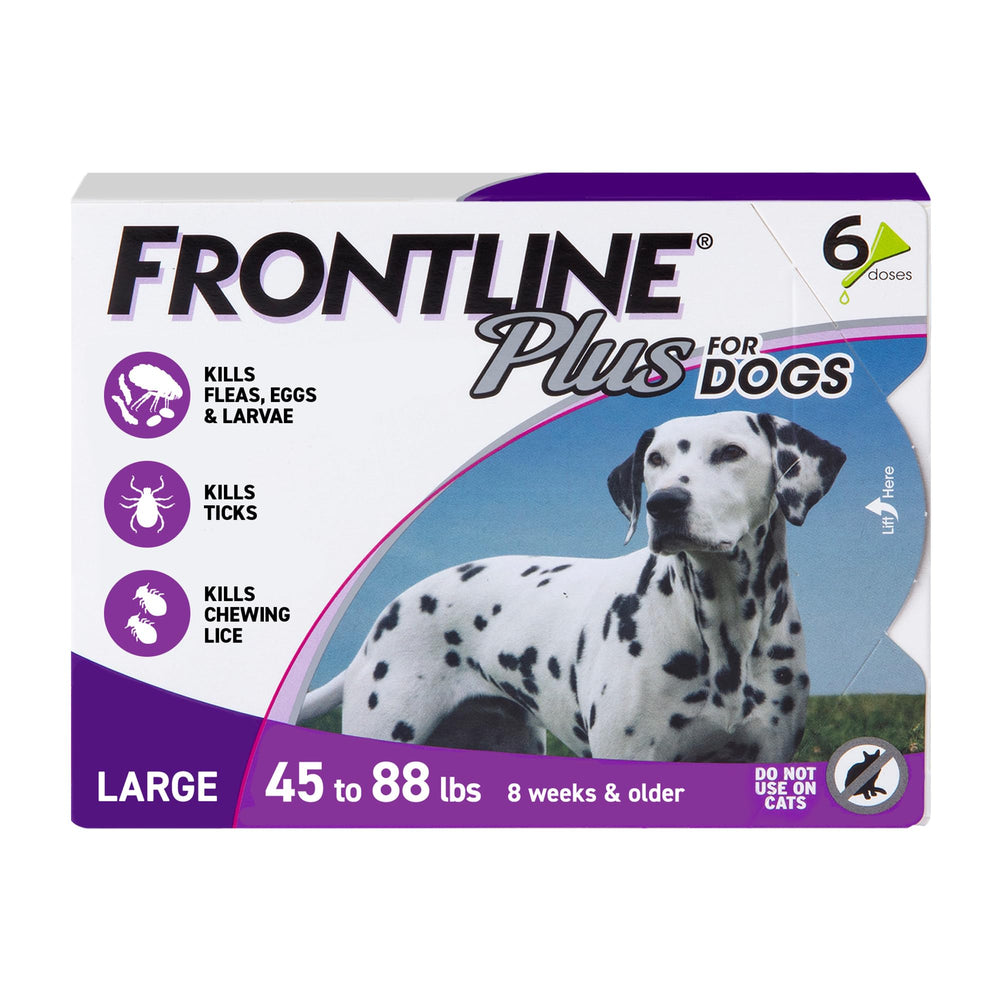 Frontline Plus for Dogs Large at the application site ready for fast flea protection