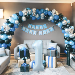 Froova sky blue number one balloon with decor for milestone celebrations