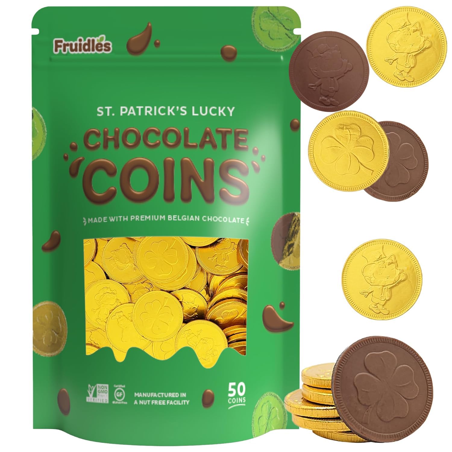 Fruidles coins on a candy buffet table with festive shine