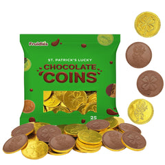 Fruidles St. Patrick's Day gold coins in gold foil, ideal for party favors.