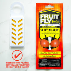Fruit Fly BarPro strip-application shows quick, non-toxic treatment at entry points.