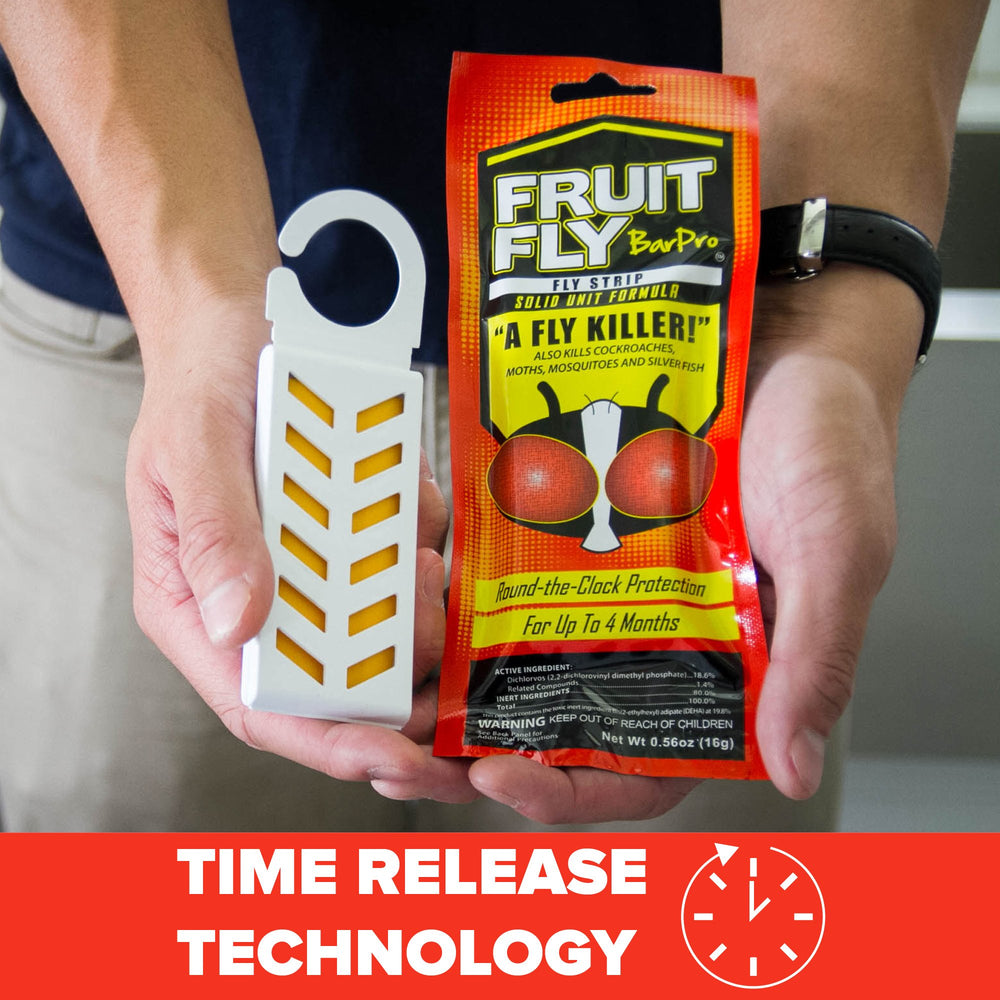 Fruit Fly BarPro vapor-technology illustrates clean, odorless time-release protection.