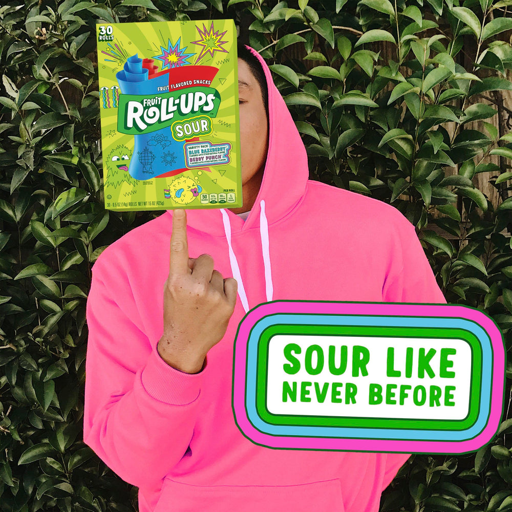 Fruit Roll-Ups Sour on-the-go snack illustrates convenient single-serve pouches for lunches.