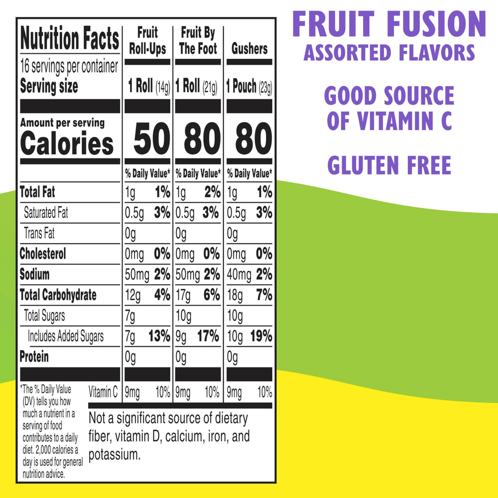 Fruit Roll-Ups close-up packaging with bright colors for classroom treats