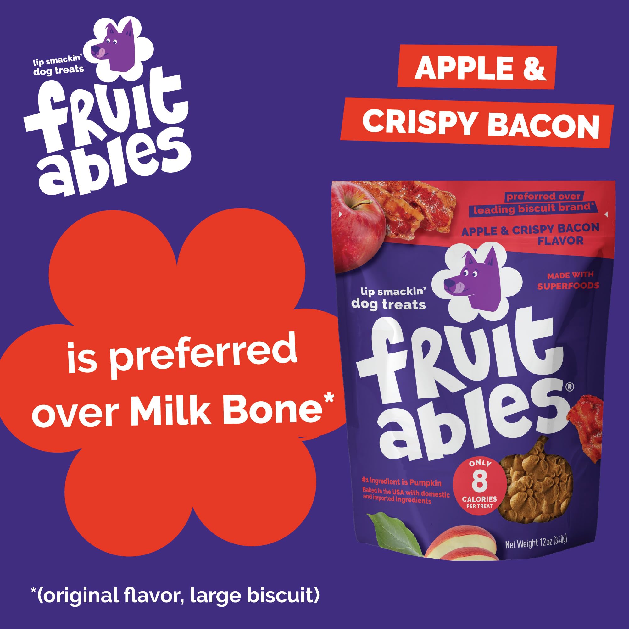 Fruitables snacks sans gluten citrouille-bacon-pomme, idéal pour régimes sensibles.