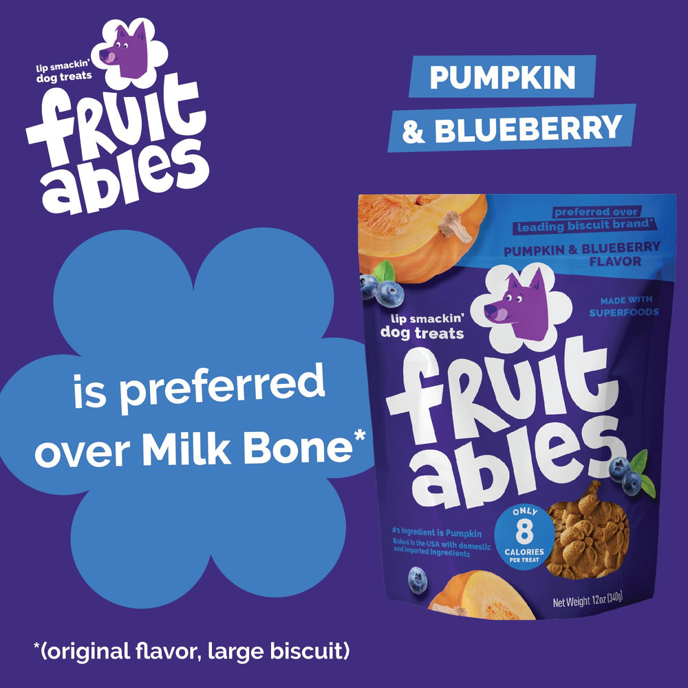 Fruitables small bite crunchy snack for puppies and dogs.