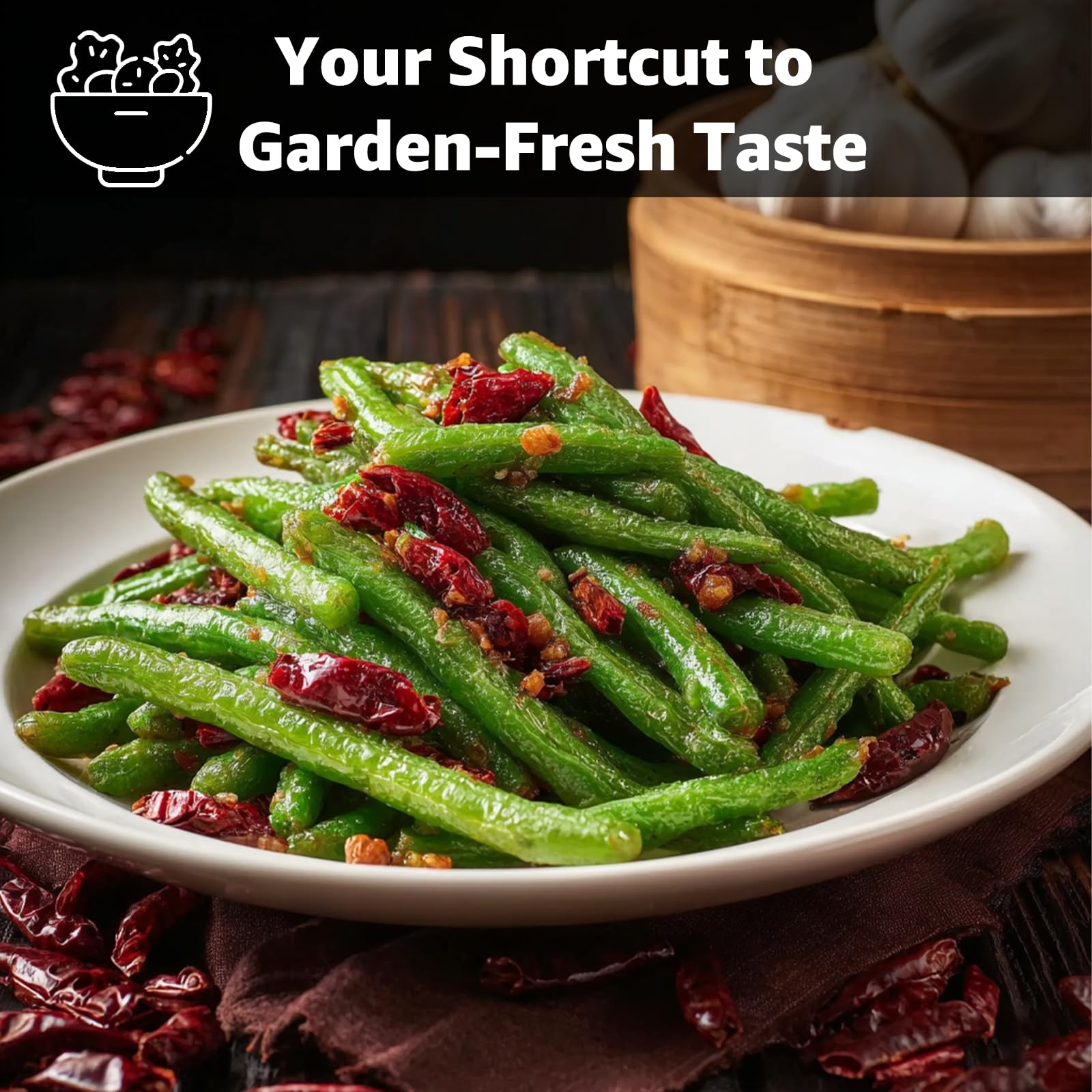 Fruivity 40 Contender bush bean seeds pods, stringless and tender for steaming or freezing.