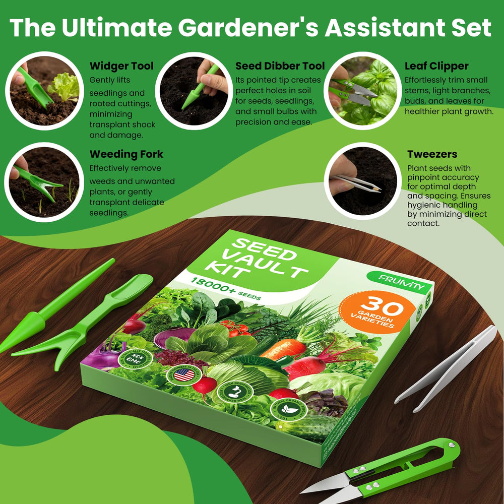 Fruivity tweezers and seed dibber for careful seed placement.