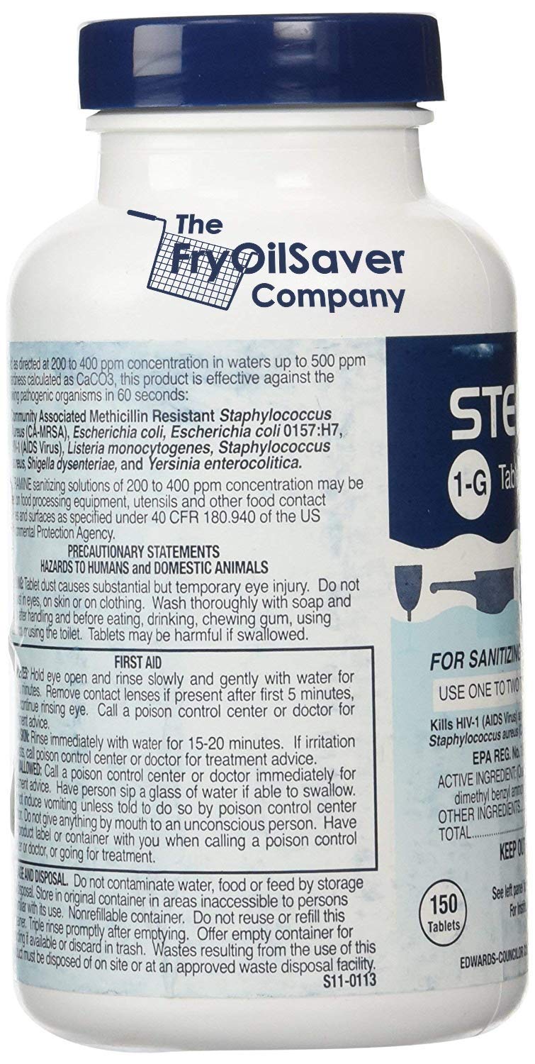 FryOilSaver Steramine tablets close-up for surface sanitation