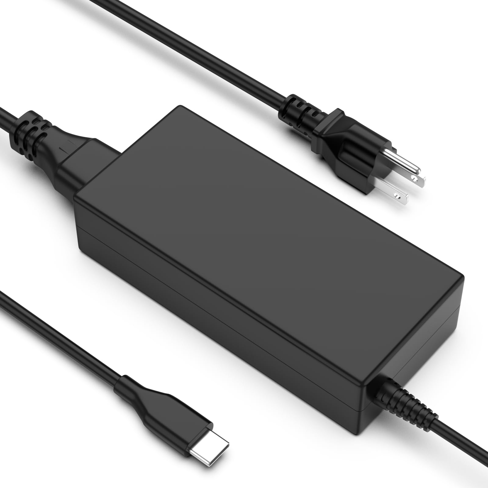 FSJTD universal 65W USB-C charger close-up highlighting compact travel-ready design.