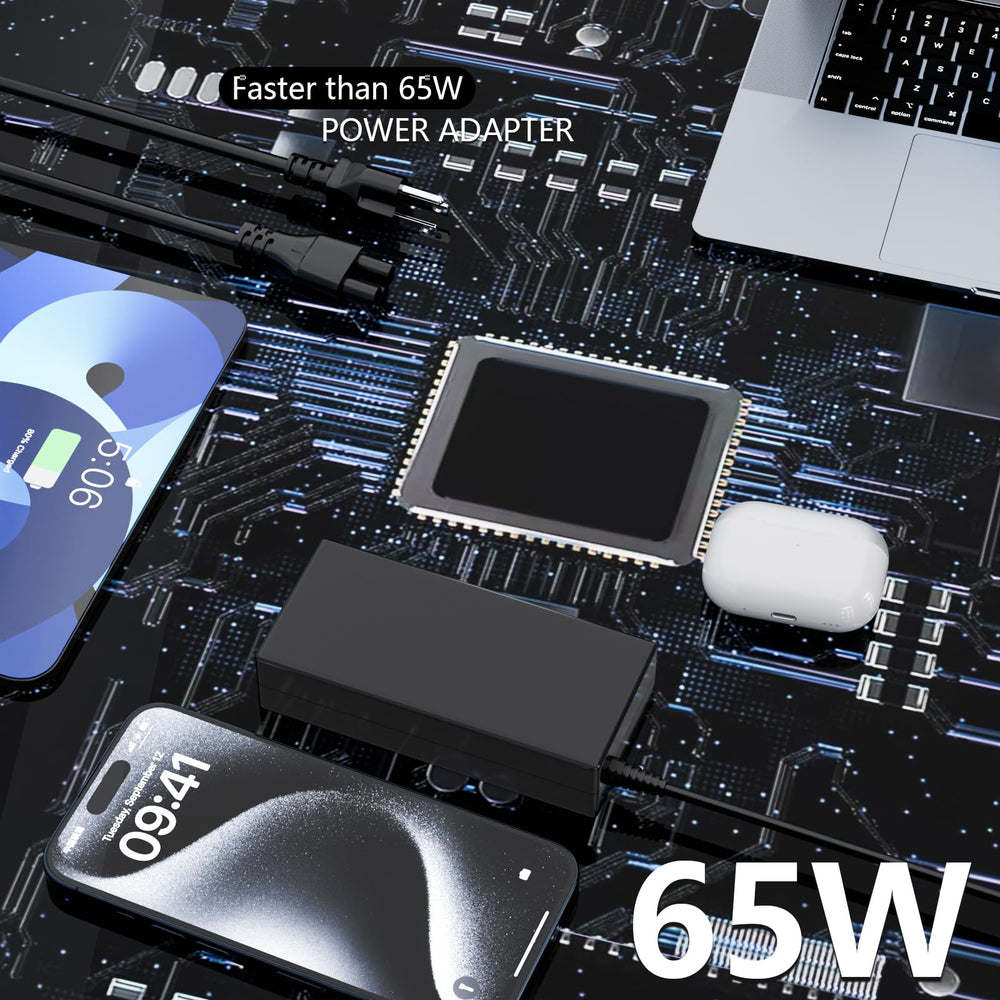 FSJTD 65W USB-C charger compatible with HP Chromebooks and Lenovo laptops.