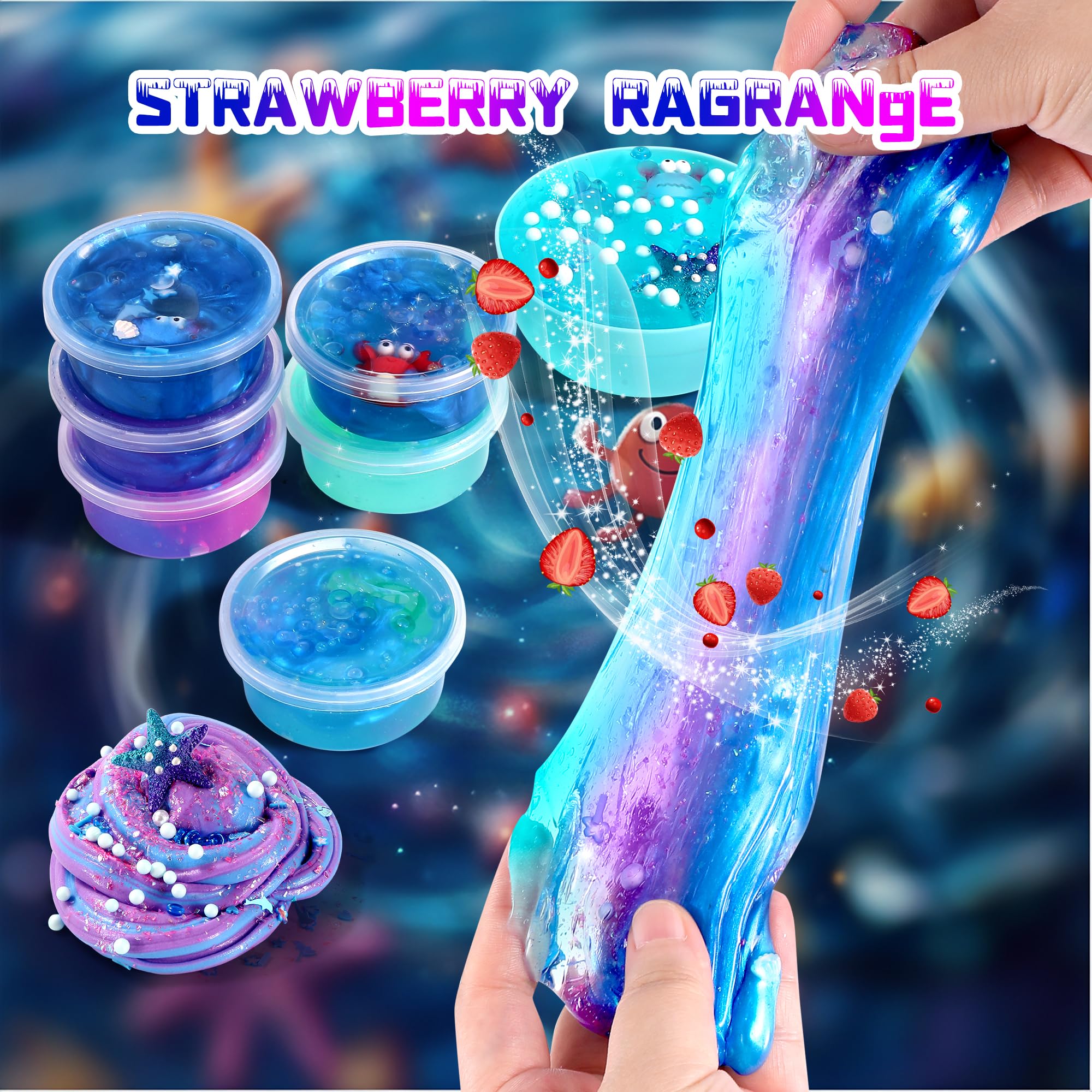 fsutvitg Ocean Slime Kit butter slime glossy texture for tactile play.