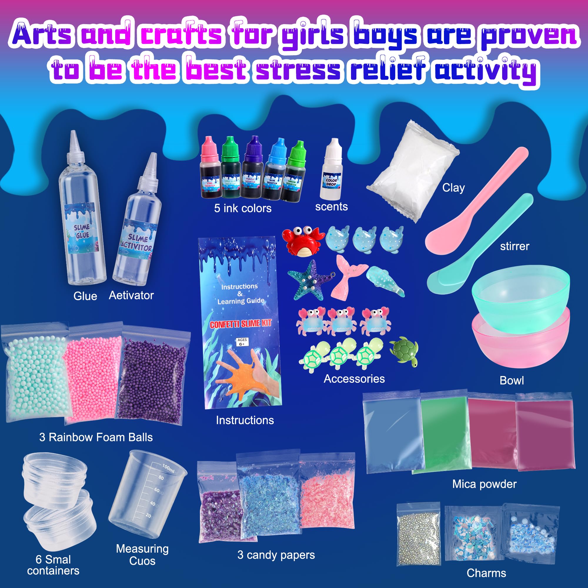 fsutvitg Ocean Slime Kit gift box presentation, ready for celebrations.