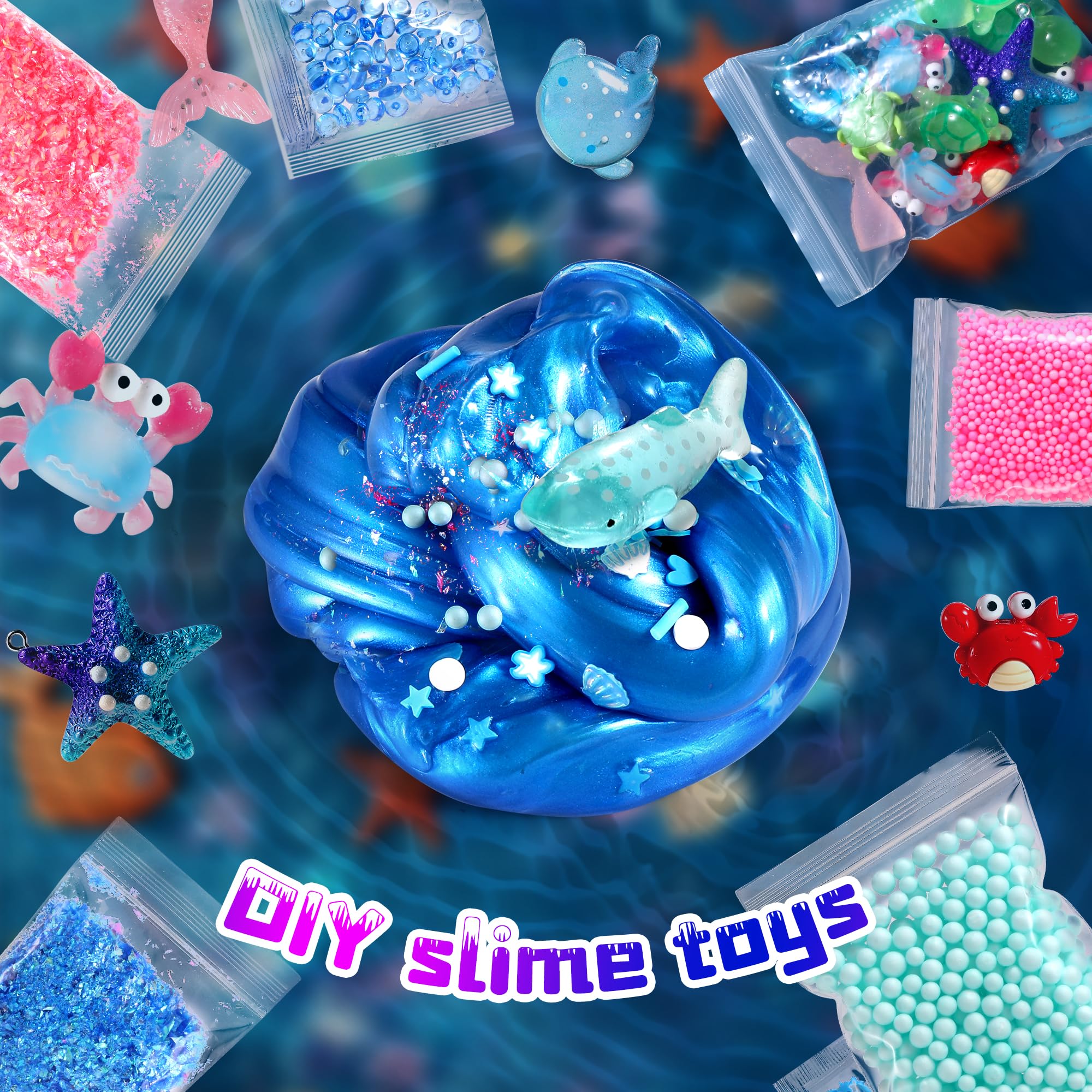 fsutvitg Ocean Slime Kit in use, kids crafting and sharing slime.
