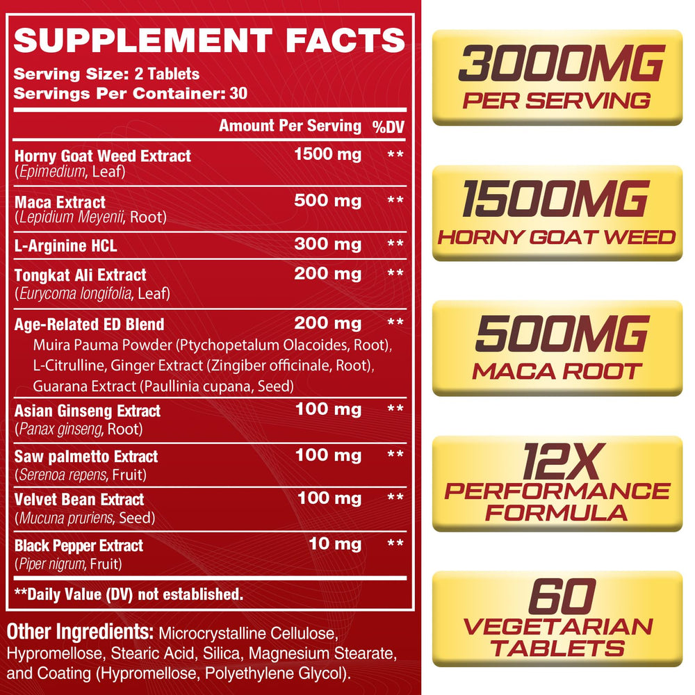 Fubkerm Horny Goat Weed tablets close-up highlights maximum strength support