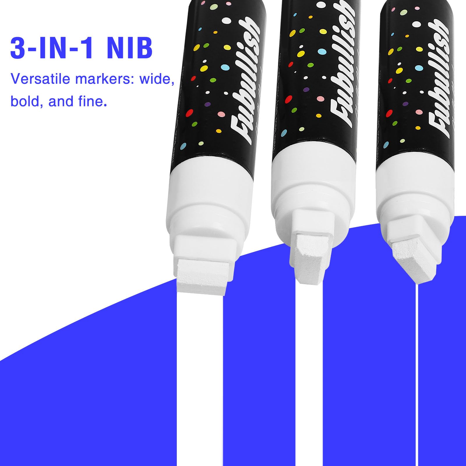 Fubullish Window Chalk Markers 5pack writing on glass – bold visibility for car windows