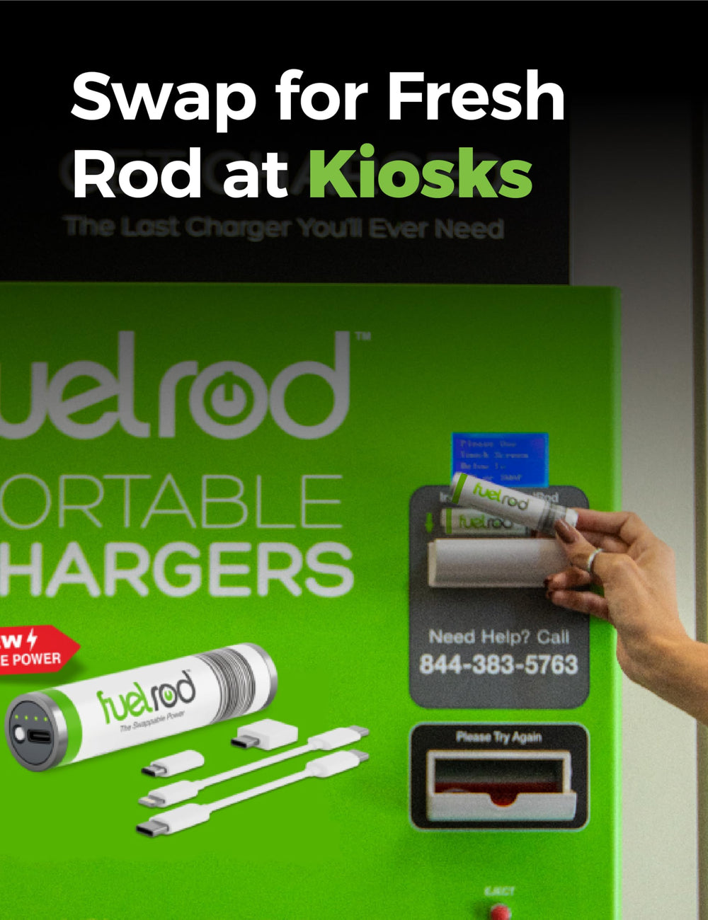 FuelRod ready to use power bank fits easily in a pocket