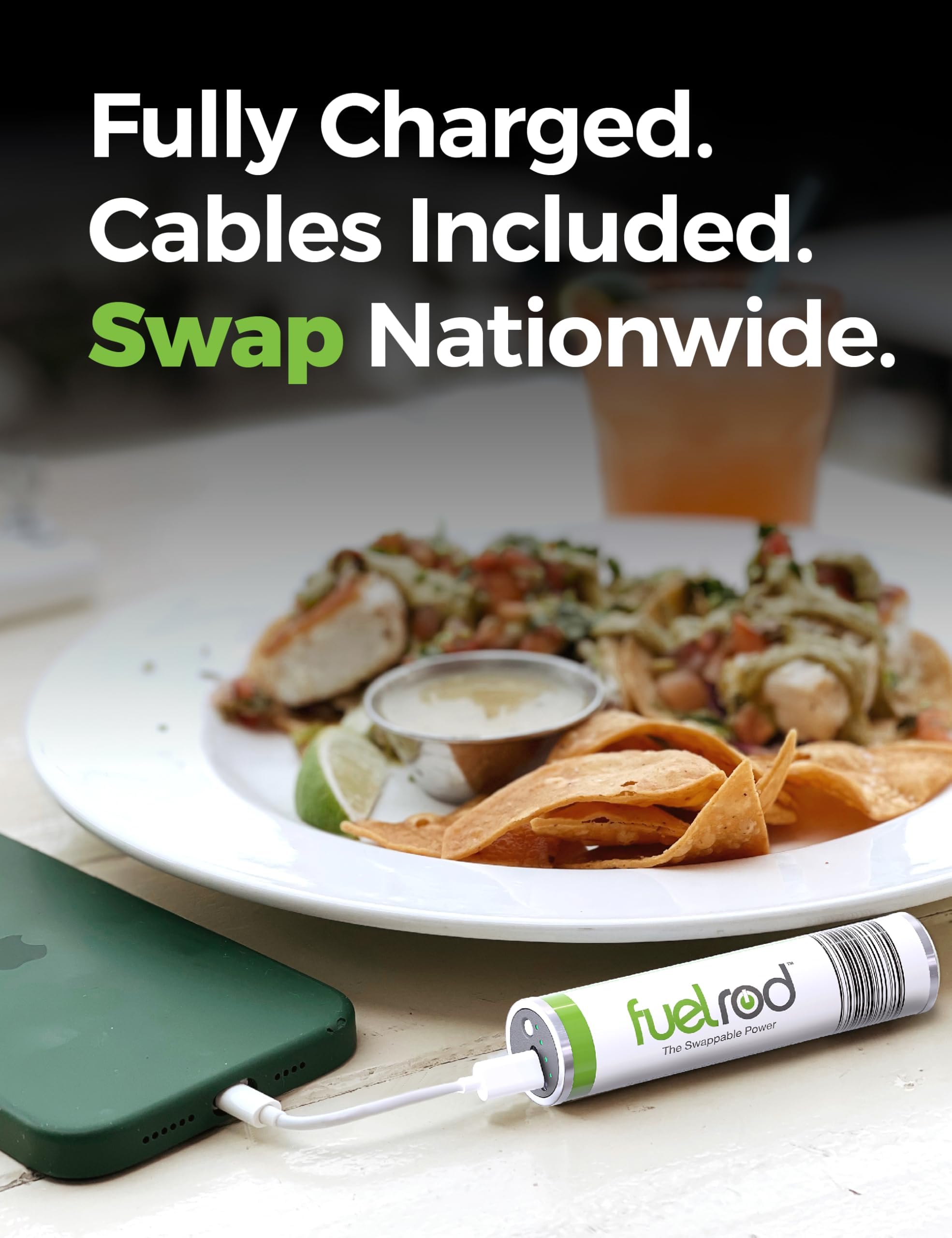 FuelRod compact pack shown in pocket friendly design for travel