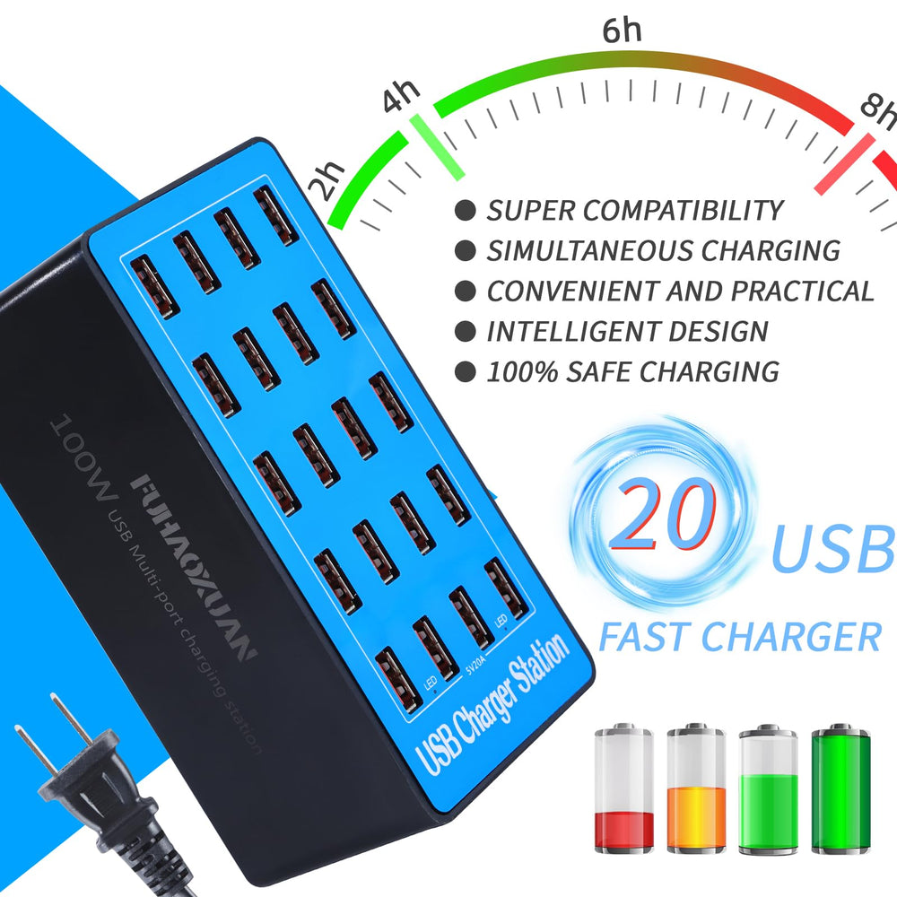 FUHAOXUAN USB charging station compact design saves desk space at home and in the office.