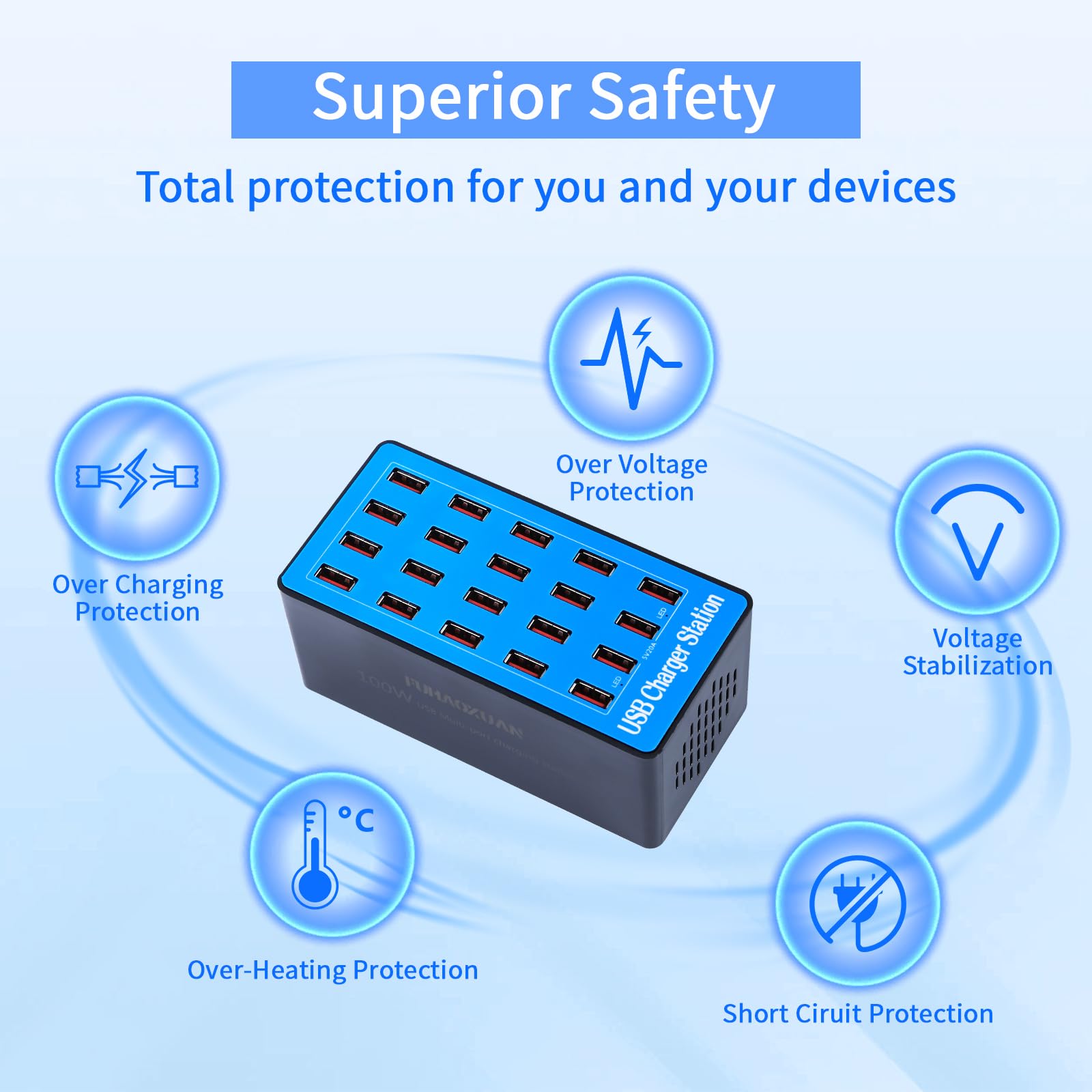 FUHAOXUAN USB charging station wide voltage for international travel.