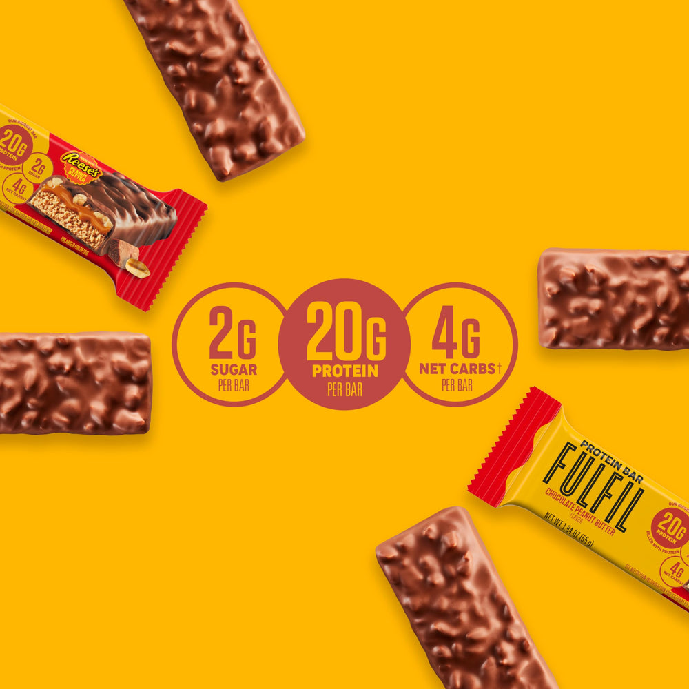 FULFIL 20g protein nutrition info graphic highlighting high-protein snack