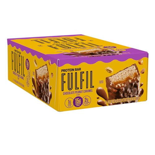 FULFIL bar caramel creme layer closeup, indulgent texture and flavor.