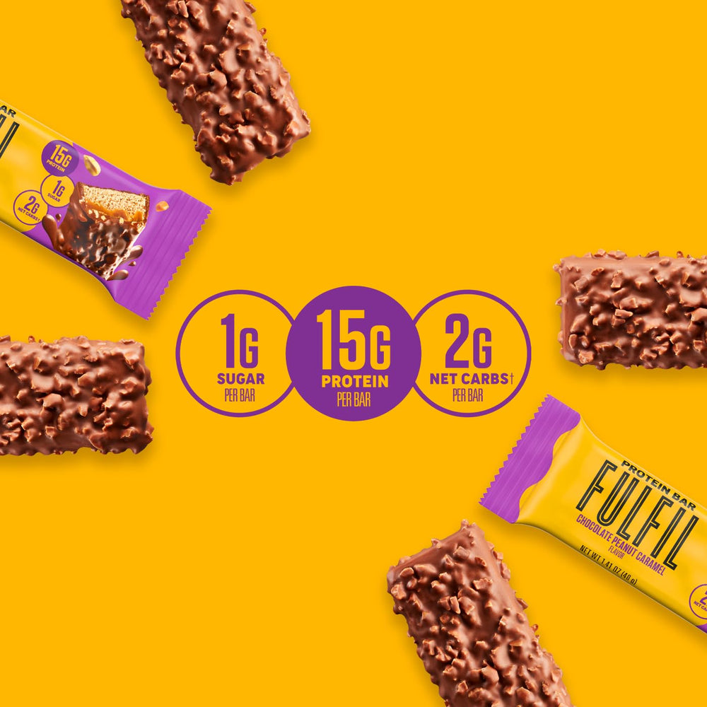 FULFIL bar peanuts and chocolate mix, gluten-free snack with real peanut pieces.