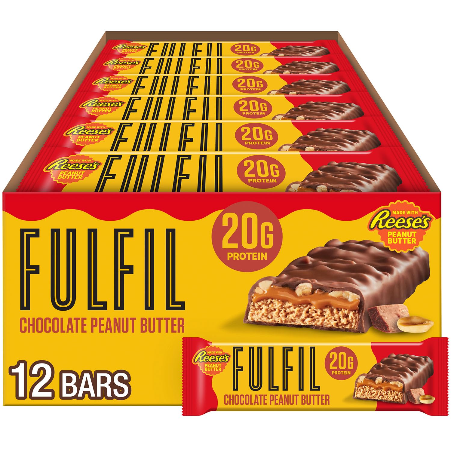 FULFIL Chocolate Peanut Butter Bar pack-shot highlighting convenient on-the-go protein